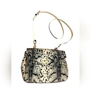 LA FILLE DES FLEURS Shoulder Hand Bag NEOPRENE Made In Italy Animal Print